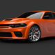 An image of the orange Dodge Charger King Daytona muscle car.